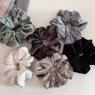 秋冬级感软糯雪花绒大肠发圈慵懒百搭弹力纯色低马尾发绳发饰