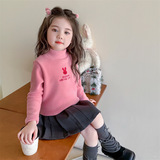 女童加绒打底衫秋冬装2025新款儿童装保暖上衣女冬季加厚内搭P50，童装卫衣/绒衫，祺妙童装