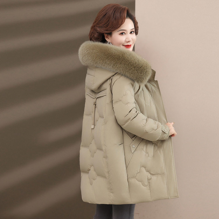 中年妈妈装冬装羽绒服女中长款2025新款中老年人冬季棉服外套棉衣