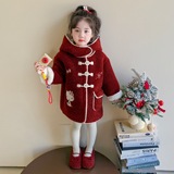 女童猫咪加绒外套秋冬季2025新款洋气儿童加厚保暖时髦冬装毛毛衣，童装外套，祺妙童装