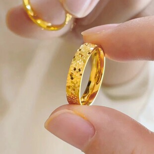 精工 福家爆闪碎冰冰戒指满天星电镀黄金戒指同款镀金女鱼鳞龙鳞