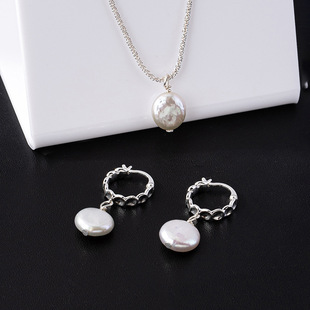 一套银色天然淡水珍珠设计款锁骨项链时尚优雅百搭节日女生礼物