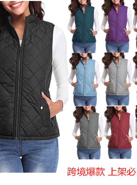 Women's warm Vest Stand Collar Lightweight Zip Padded Gilet