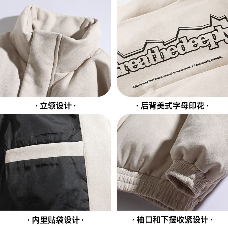 立领棉服冬季新款宽松潮流印花休闲时尚棉衣外套L5136-P90控148,男装棉衣,电商A362