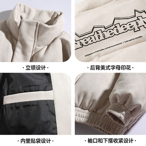 立领棉服冬季新款宽松潮流印花休闲时尚棉衣外套L5136-P90控148图片