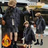 女童2025年冬款韩版碎花围脖棉衣女孩保暖外出棉服外套时髦棒球服，童装外套，祺儿童装