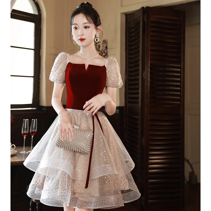 2026春季法式小个子新娘结婚敬酒服订婚连衣裙宴会生日礼服裙女