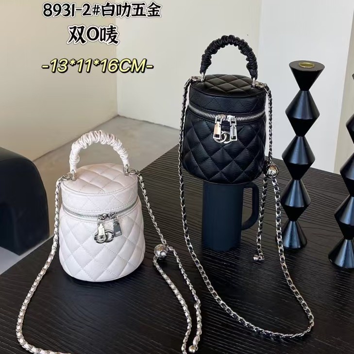 轻奢小香风菱格链条包新款发财桶肩斜挎包百搭手提包级感女包