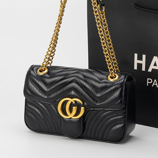 品牌购马蒙包新款真皮菱格链条包时尚小香风肩斜挎包轻奢女包