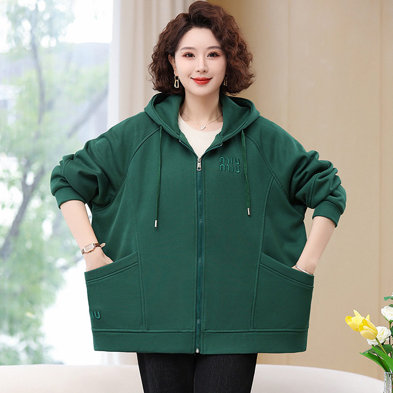 200斤胖妈妈春装外套开衫加肥加大中老年女装特大码宽松卫衣奶奶