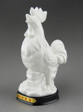 大公鸡摆件 风水鸡瓷器 白色生肖鸡十二生肖鸡摆设工艺品陶瓷鸡