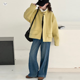 女童2025冬款皮毛一体翻领毛毛外套休闲女孩外出保暖呢大衣棒球服，童装外套，祺儿童装