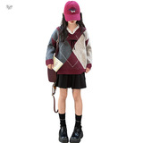 女童秋冬毛衣加厚2025年新款中大儿童新年菱形格针织衫韩系打底衫，童装毛衣，祺儿童装