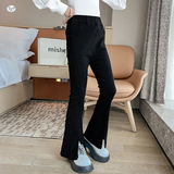 女童加绒开叉喇叭裤2025年秋冬新款中大童纯色修身微喇裤春秋长裤，童装裤子，祺儿童装