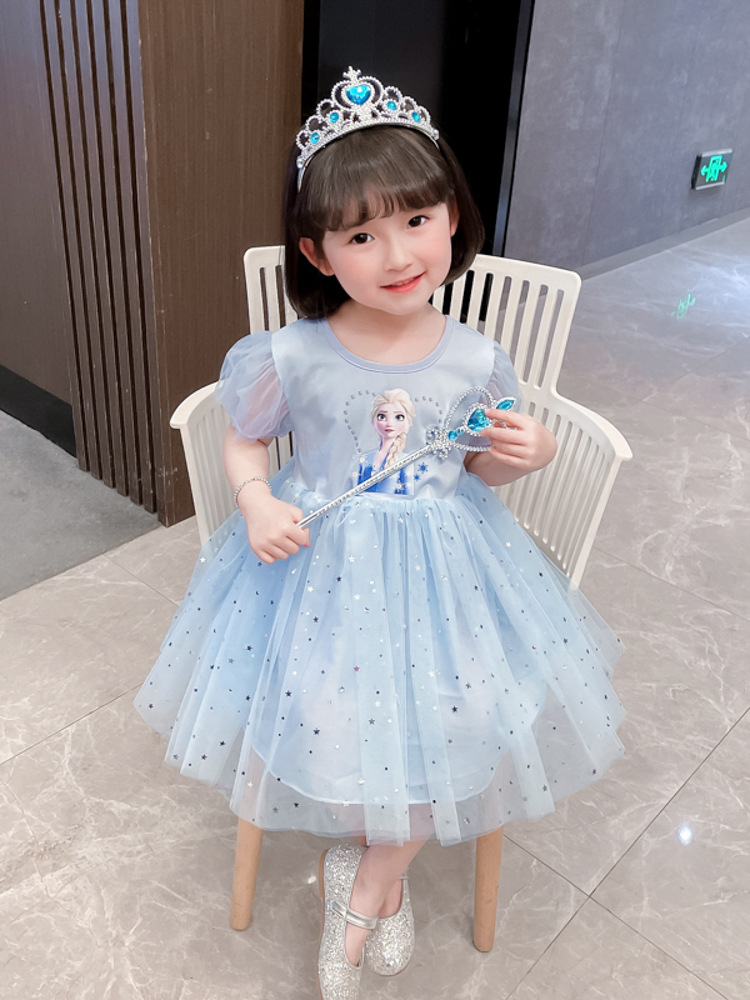 爱莎公主裙网纱连衣裙夏