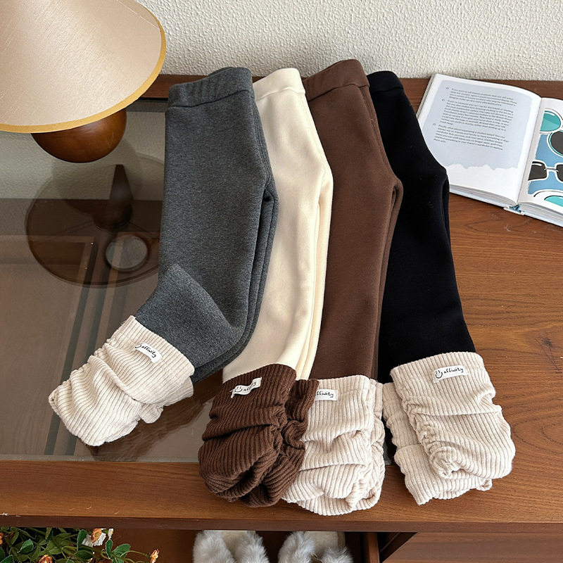 女童加绒打底裤儿童秋冬季加厚一体绒外穿洋气女冬装保暖裤子韩系