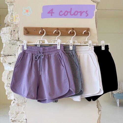 High waisted elastic waisted casual shorts高腰松紧腰休闲短裤