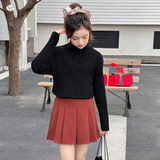 女童2025年秋冬新款学院风抽条木耳花边毛衣女大童洋气温柔毛毛衣，童装毛衣，祺儿童装