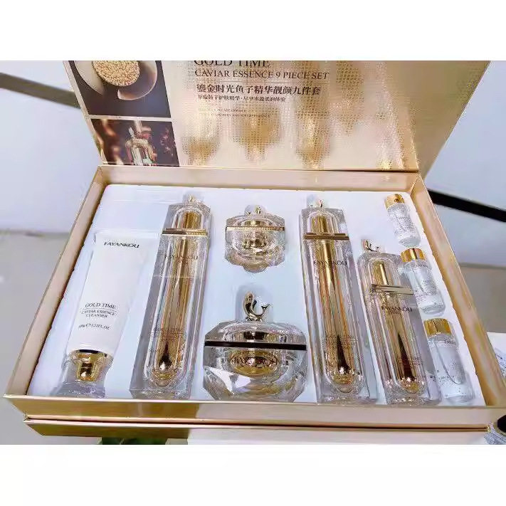 正品法颜蔻鎏金时光鱼子酱护肤品七件套装礼盒抗皱淡纹紧致补水