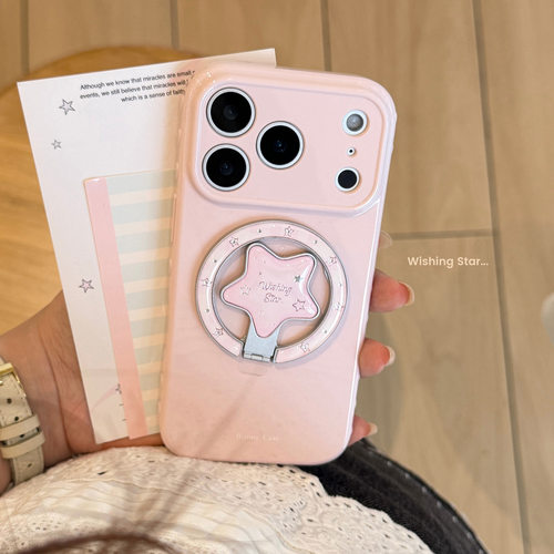 AceCase甜美ins鎏金粉星星iphone16苹果17promax适用13手机壳14磁吸支架15少女12简约11