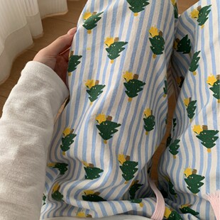 星星树全棉磨毛长裤休闲宽松睡裤女可外穿居家长裤女士