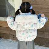 儿童加厚保暖甜美棉袄2025新款冬装连帽棉衣外套女孩保暖棉服P105，童装棉衣，祺妙童装