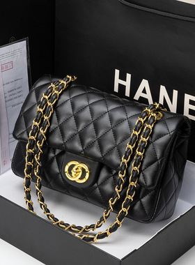 品牌轻奢级感香奶奶真皮链条包新款百搭CF小香风肩腋下斜挎包女包