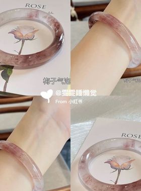 飞扬小红书同款玻璃仿玉中国风圆条粗款叮当镯子冰透百搭汉服手镯