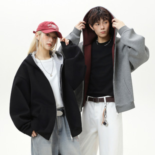 运动夹克情侣开衫 JAY 复古美式 STORE重磅质感撞色连帽卫衣秋季