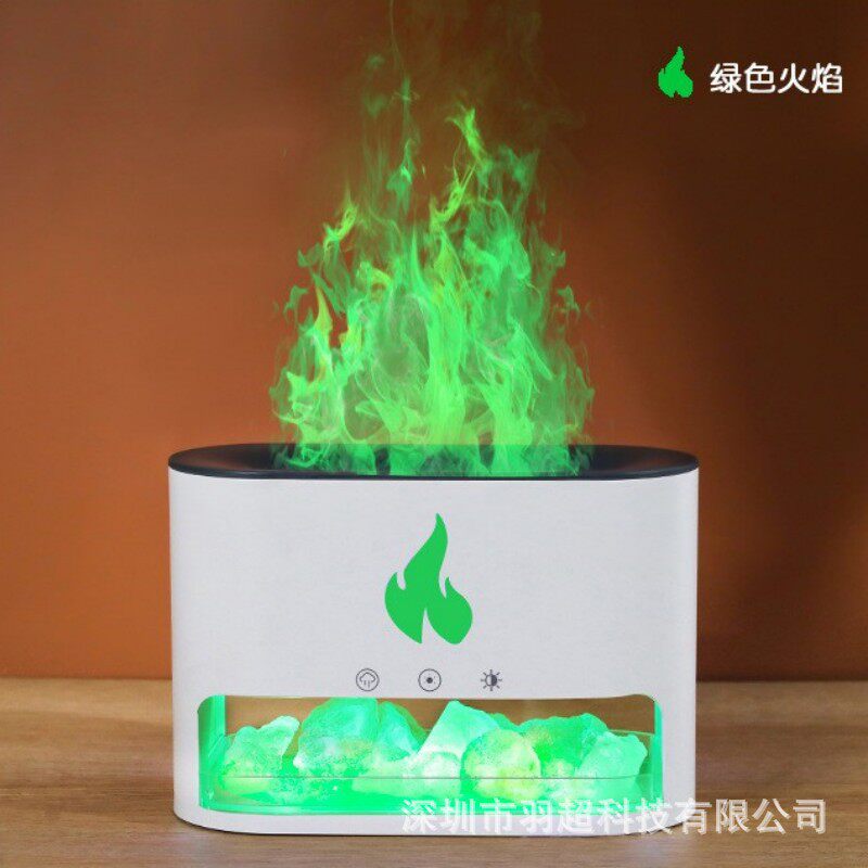 新品仿真火焰香薰机盐石炫彩香氛水晶矿石灯家用散发空气室内清香