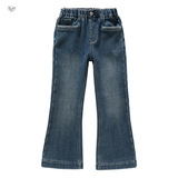 女童加绒喇叭裤2025年秋冬新款中大童后袋刺绣阔腿裤皮标微喇长裤，童装裤子，祺儿童装