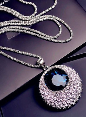 圆形水晶挂饰长款女百搭时尚项链