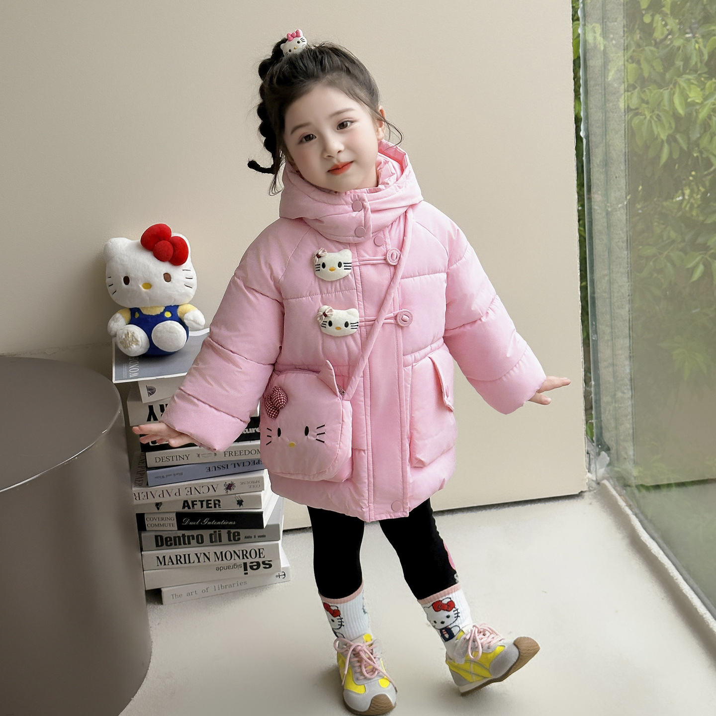 女小童卡通冬季棉服2025新款女洋气加厚保暖时尚冬装棉衣外套P118，童装棉衣，祺妙童装