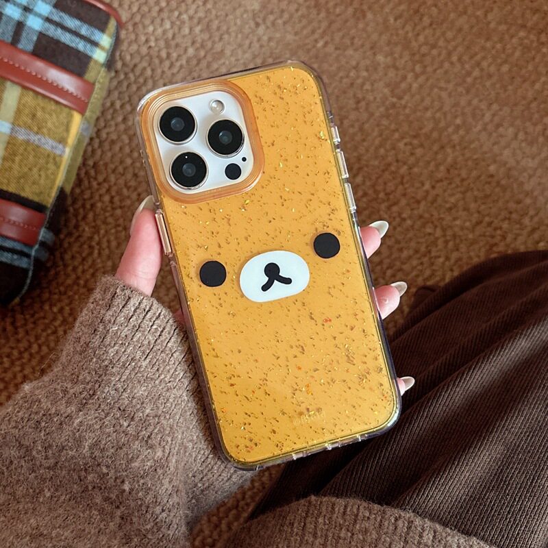 闪粉轻松小熊表情适用iphon手机保护套/壳