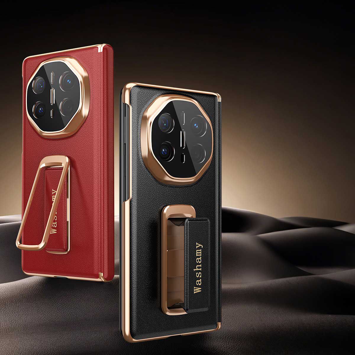 适用华为Mate X6腕带旋转支架手机壳X5头层牛皮单壳典藏版磁吸中轴电镀后壳X3商务保护套