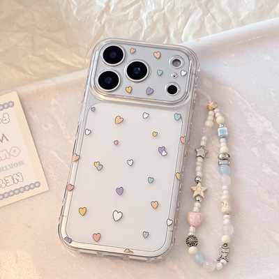 Korean girly love transparent soft phone case适用iphone 11 12 13 14 15 16 17 pro max