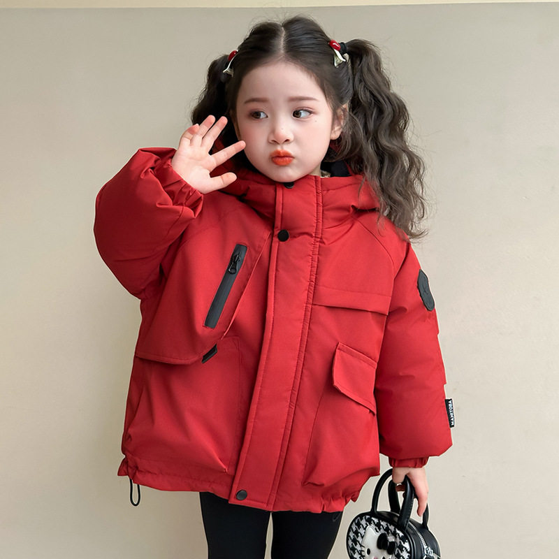 女童工装冲锋衣棉衣秋冬款2025新款洋气女时髦休闲外套冬季P118，童装外套，祺妙童装