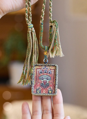 藏式扎基拉姆生肖本命佛手绘唐卡嘎乌盒挂饰吊坠女前世今生项链