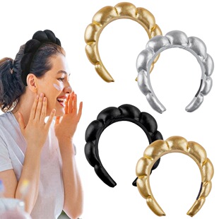 泡泡毛巾布法兰绒海绵洗脸防水发箍金丝绒麻花云朵头箍颅顶发饰