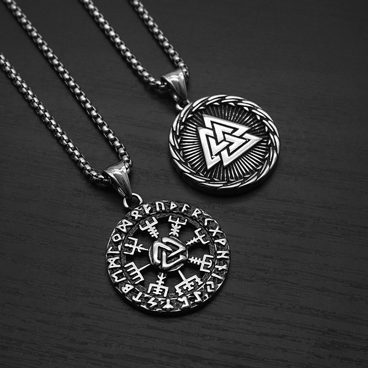 欧美复古项链符文维京海盗三角结