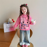 女童卡通印花加绒卫衣秋冬季2025新款儿童韩版休闲保暖冬装打底衫，童装卫衣/绒衫，祺妙童装