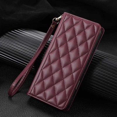 适用索尼5III 5V 5VI小香风手机壳Xperia 1 VII菱形格纹翻盖皮套10VII钱夹FRID防盗刷插卡皮壳10VI挂绳保护套