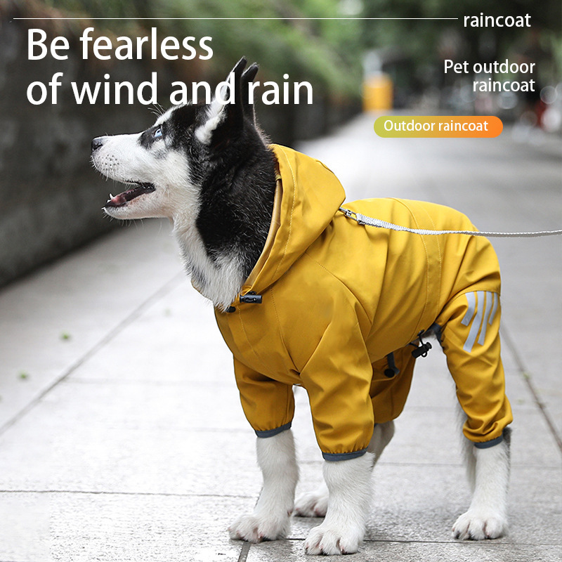 玩学家KidsLab可牵引狗四脚雨衣防水大中小型犬宠物雨天外出衣服