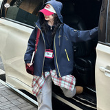 女童秋冬款夹棉冲锋衣2025新款儿童加绒加厚三合一运动骑行服外套，童装外套，祺儿童装