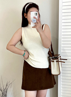 乃粒大码女装外穿内搭半领无袖上衣2025秋胖mm打底针织背心23266
