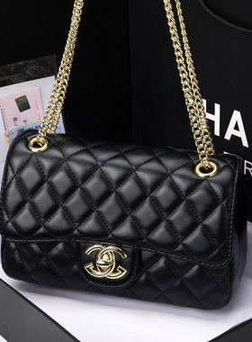 2026品牌新款时尚复古百搭级感菱格链条包真皮肩斜挎包潮女包