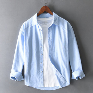 男宽松休闲纯棉简约百搭衬衣T702 衬衫 春夏季 日系高级感牛津纺长袖