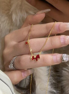 S925纯银红运小马吊坠项链女轻奢级锁骨链新年礼物