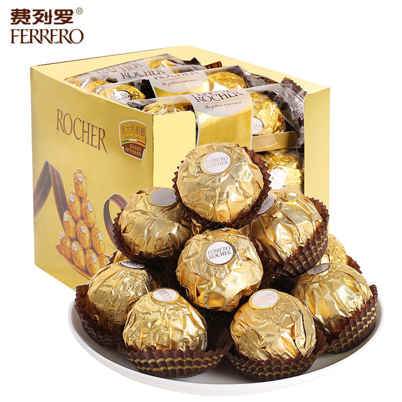 正品意大利费.列罗榛果巧克力48粒 金莎进口婚庆喜糖T3*16条