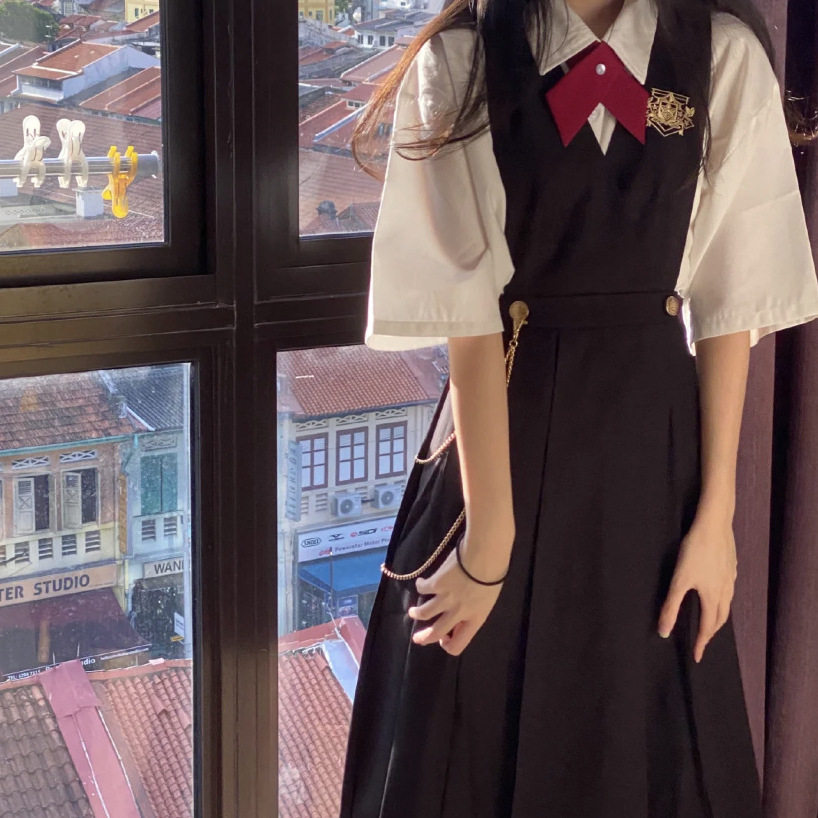 厂家直销原创连衣裙日系JK制服百褶裙正版女学生背心裙现货